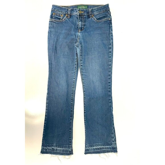 Lauren Ralph Lauren Jeans Medium‎ Blue Classic Boot Cut Raw Hem 2 - Picture 1 of 10